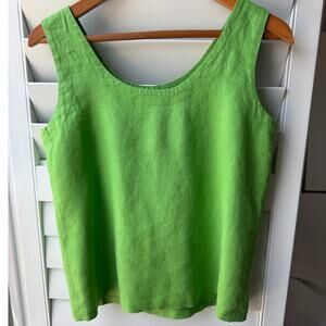 BOUILLABAISSE Top Women's 6 Green 100% Linen Natural Fiber 80s Vintage